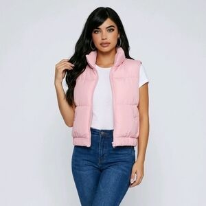 Blush Luxe Leather Puffer Vest